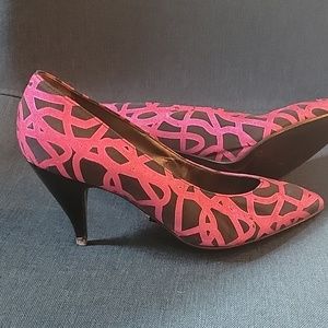 Casadei black and pink high heeled shoes
